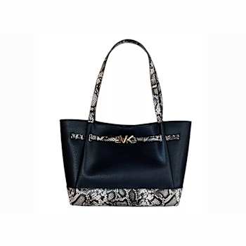 Michael Kors Reed Large Belted Tote Shoulder Handbag in Exotic Natural/Black