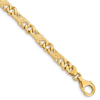 14k Yellow Gold 5.5mm Hand-polished Fancy Link Bracelet