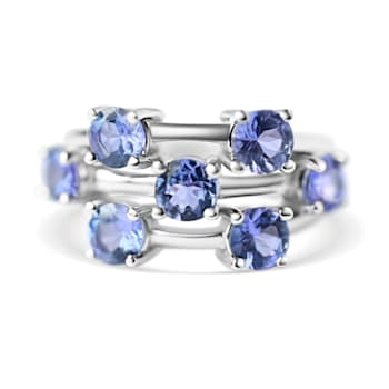 Rhodium Over Sterling Silver Round Tanzanite Ring 1.79ctw
