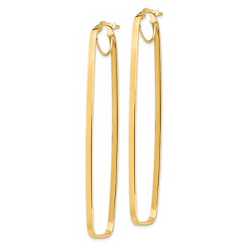 14k Yellow Gold 2 9/16" Polished Rectangle Hoop Earrings