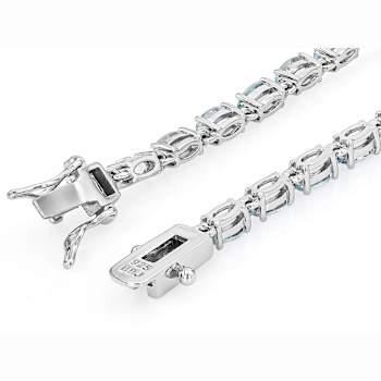 Aquamarine Tennis Bracelet In Sterling Silver 4.62ctw