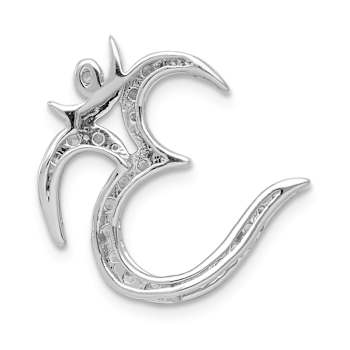 Rhodium Over 14k White Gold Diamond Om Symbol Chain Slide Pendant
