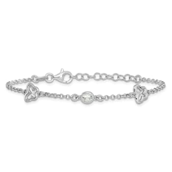 Rhodium Over Sterling Silver Cubic Zirconia Butterfly with 1-inch
Extension Bracelet
