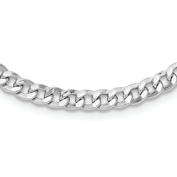 Rhodium Over Sterling Silver Heart Clasp Fancy Diamond-cut Curb
16.5-inch Necklace