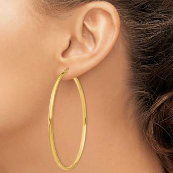 14k Yellow Gold Polished 2 9/16" Hoop Earrings
