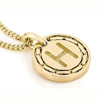 Cardano Initial H Pendant Necklace In 18K Gold Over Bronze