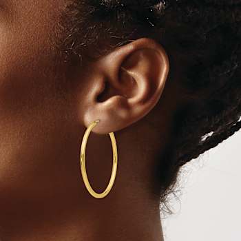 14k Yellow Gold 1 9/16" Polished Round Endless Hoop Earrings