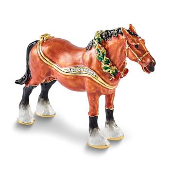 SPIRIT OF CHRISTMAS Horse with Wreath Trinket Box
