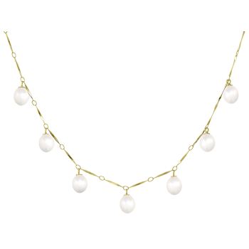 Freshwater Pearl Drop Necklace In 18K Gold Over Sterling Silver