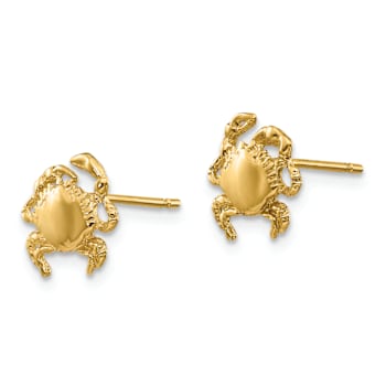 14k Yellow Gold Crab Stud Earrings