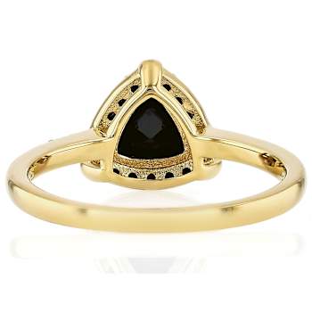 Black Spinel And White Diamond Band Ring In 18K Gold Over Sterling
Silver 1.74ctw