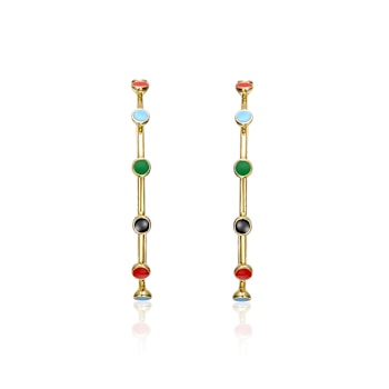 Enamel C-Hoop Earrings In 14K Gold Over Sterling Silver