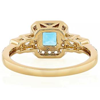 Blue Apatite And White Zircon Ring In 18K Gold Over Sterling Silver 1.50ctw
