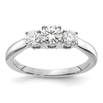 Rhodium Over 14K White Gold Lab Grown Diamond SI1/SI2, G H I, 3-Stone
Engagement Ring