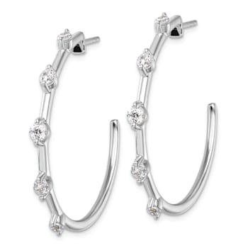 Rhodium Over 14K White Gold Lab Grown Diamond SI1/SI2, G H I, Hoop Earrings