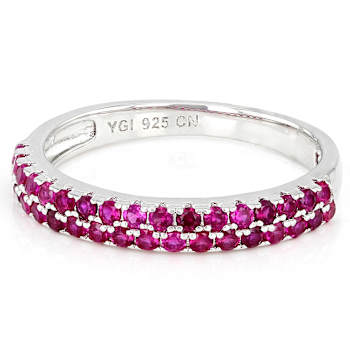 Lab-Created Ruby Stackable Band Ring In Sterling Silver