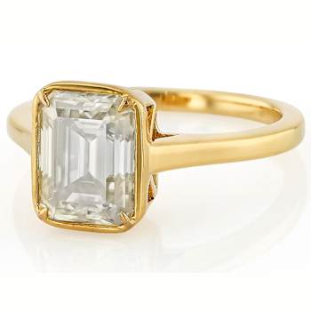 Timeless Emerald-Cut Moissanite Solitaire Ring In 14K Gold Over Sterling Silver