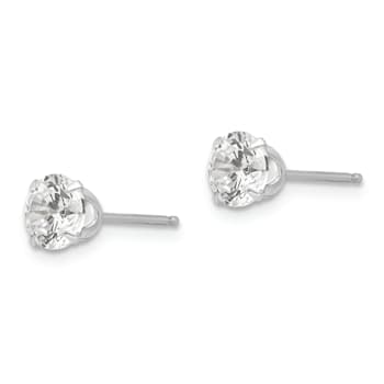 Rhodium Over 14K White Gold 5.25mm Cubic Zirconia Post Earrings