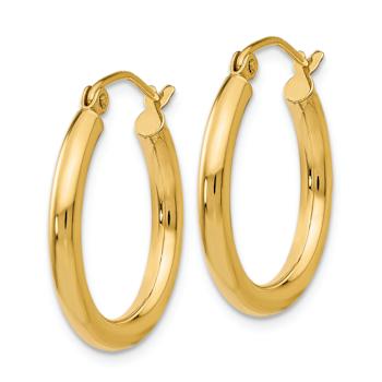 14k Yellow Gold 13/16" Polished Tube Hoop Earrings