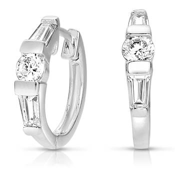 CZ Pave Hoop Earrings In Sterling Silver