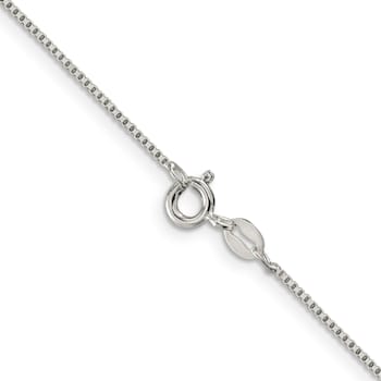 Rhodium Over Sterling Silver 0.9mm Box Chain with 2-inch Extension