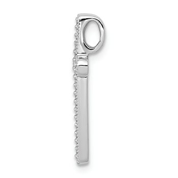Rhodium Over 14k White Gold Diamond Cross Chain Slide Pendant