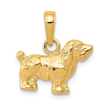 14K Yellow Gold Cocker Spaniel Dog Pendant