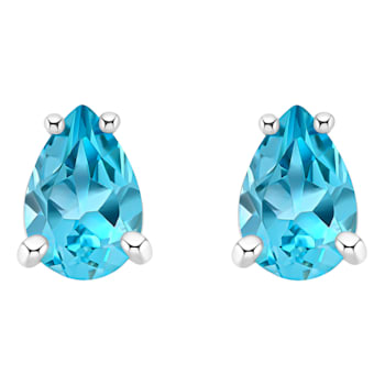 6x4mm Pear Shape Blue Topaz 14k White Gold Stud Earrings