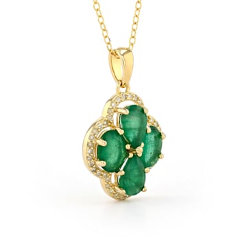 Emerald and Diamond 14K Yellow Gold over Sterling Silver Pendant 2.93ctw
