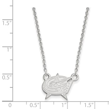 Rhodium Over Sterling Silver NHL LogoArt Columbus Blue Jackets Necklace