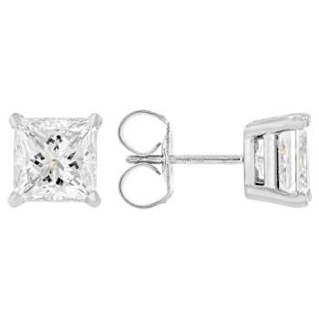 Lab-Grown Diamond Princess-Cut Stud Earrings In 14K White Gold 3.00ctw