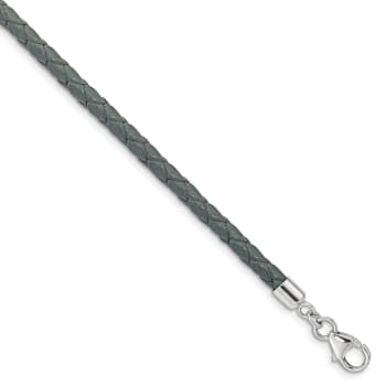 Gray Leather 14" with 2" Extension Choker or Wrap Bracelet