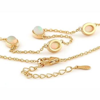 Opal Station Necklace In 18K Gold Over Sterling Silver 3.21ctw