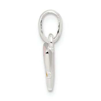 Sterling Silver Polished Pink and Orange Enamel Butterfly Children's Pendant