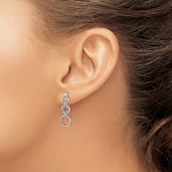 Rhodium Over 14K White Gold Lab Grown Diamond Fancy Dangle Earrings