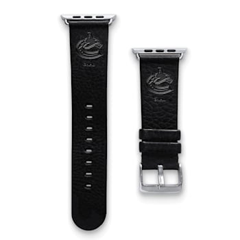Gametime NHL Vancouver Canucks Black Leather Apple Watch Band (42/44mm
M/L). Watch not included.