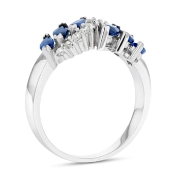 1.25ctw Sapphire and Diamond Ring in 14k White Gold