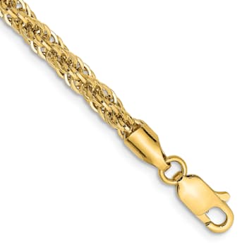 14K Yellow Gold 3.3mm Diamond-cut Semi-Solid Chain Bracelet