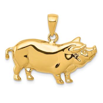 14k Yellow Gold Pot Belly Pig Pendant