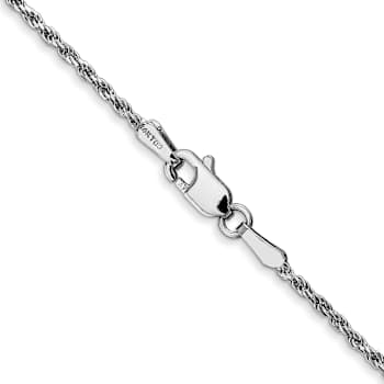 Rhodium Over 14k White Gold 1.30mm Solid Diamond-Cut Rope 24 Inch Chain