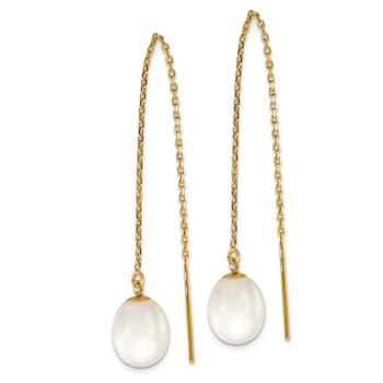 14K Yellow Gold 7-8mm White Rice Freshwater Cultured Pearl Cable Chain
Threader Earrings