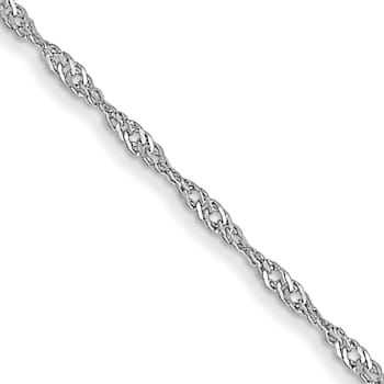 Rhodium Over 14k White Gold 1mm Solid Singapore 24 Inch Chain
