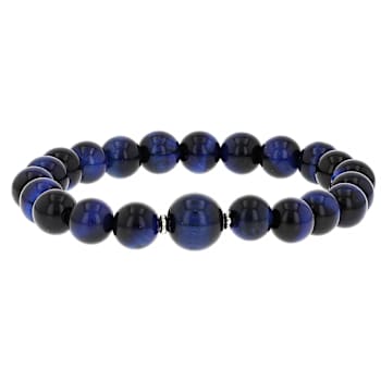 Multi-Color Tiger's Eye Stretchable Bracelet Set Of 3 In Sterling Silver