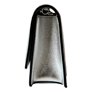 Jimmy Choo Kalina Crossbody Clutch Bag Crystal Logo Metallic Silver