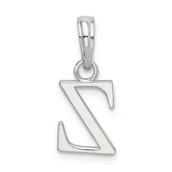 Sterling Silver Polished Block Initial -Z- Pendant