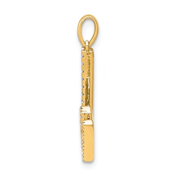 14K Yellow Gold Diamond Letter W Initial Pendant