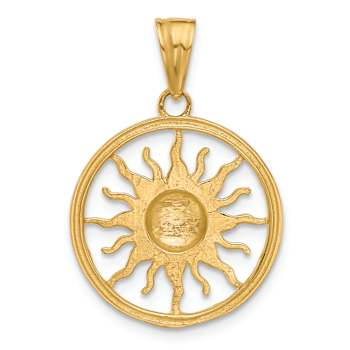 14k Two-tone Gold Diamond-Cut Sun Pendant