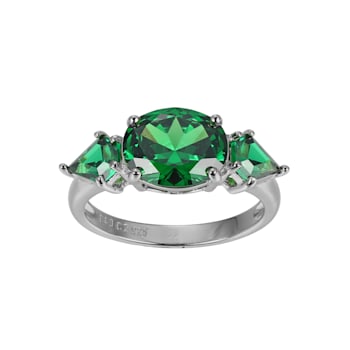 Green Cubic Zirconia Platinum Over Sterling Silver May Birthstone Ring 5.08ctw