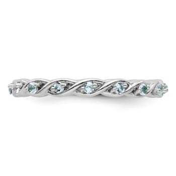 Sterling Silver Stackable Expressions Aquamarine Ring 0.21ctw