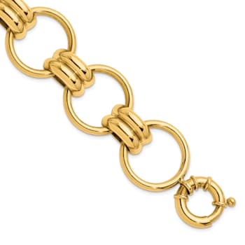 14K Yellow Gold 25.4mm Circles 7.5 inch Bracelet
